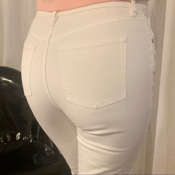 J. Crew White Billie Demi Boot Crop Jeans Kick-flare Denim Pants Size 27 EUC - Picture 12 of 16